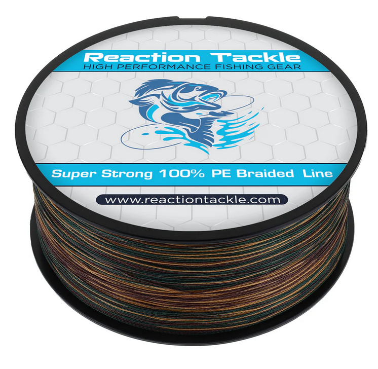 Reaction Tackle 4 Strand Braided Fishing Line - Green Camo